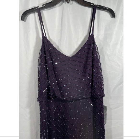 NEW Adrianna Papell Embellished Blouson Gown in Amethyst Purple‎ Gunmetal SZ 2 - Picture 7 of 10